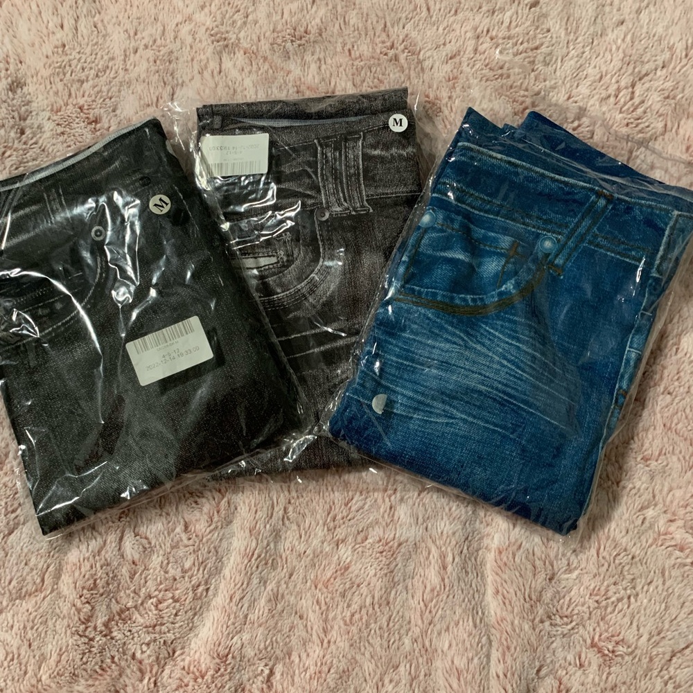 New 3 pack leggings Black, Blue and grey colors size S-M